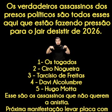 2026 É BOLSONARO OU NADA: NÃO VOTO NO TARCÍSIO, NÃO VOTO EM ASSASSINOS. ANISTIA JÁ!