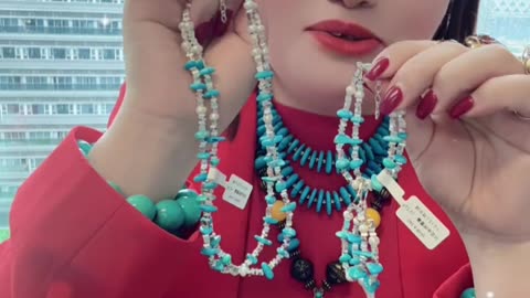 250616-8 Turquoise & Pearl Set: Monet’s Blue Pearl Poem on Canvas
