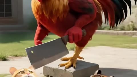 Orange Cat vs. Rooster: The Ultimate Fake-Out! (Revenge is Served!)