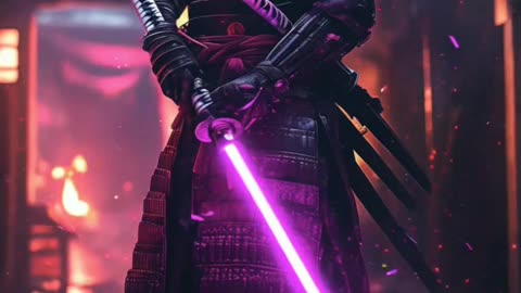 samurai with lightsaber