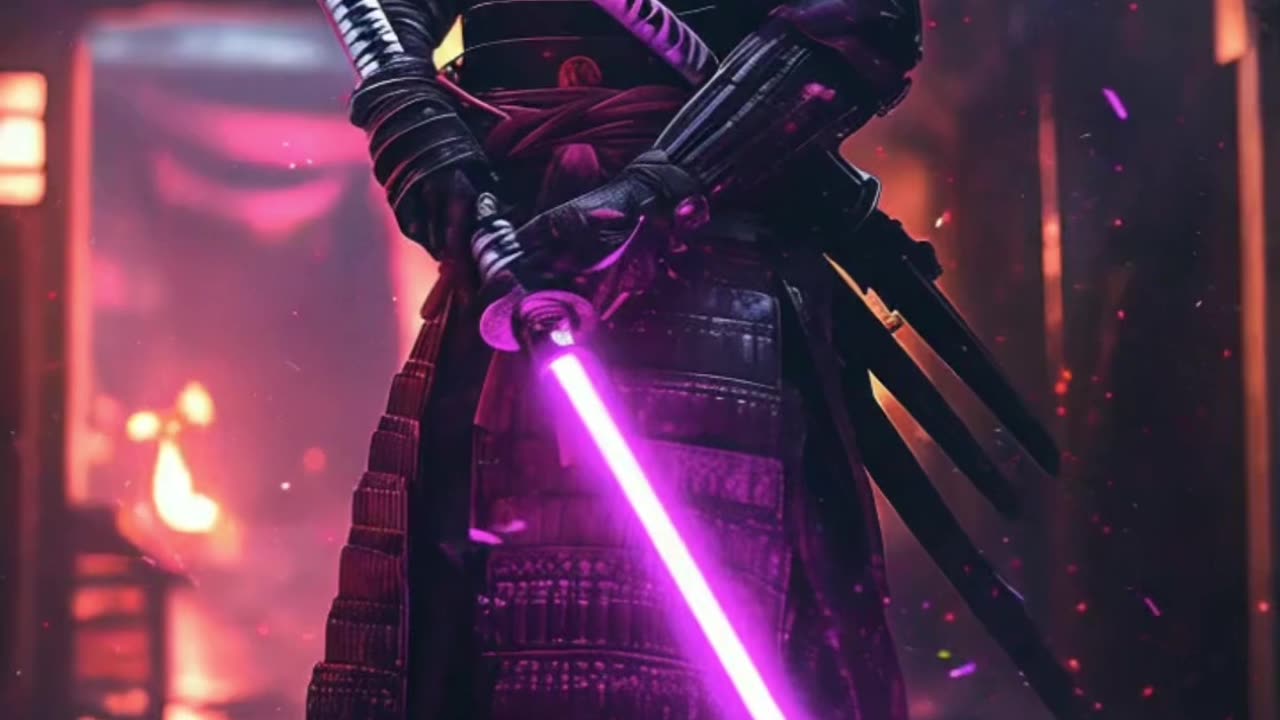 samurai with lightsaber