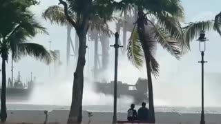 U.S. marines' Landing Craft Air Cushion filmed in Puerto Rico
