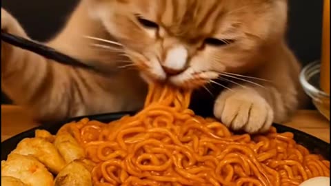 "Cats Eat Special Maggie & Egg 🍜🥚🐱 | Funny Recipe Feast!"