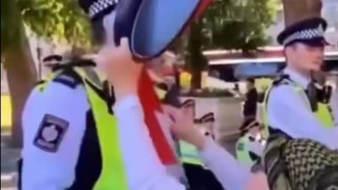 An anti-police protester gets her bell rung