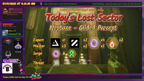 Destiny 2: 6-11-25 Gilded Precept is the Lost Sector. Void Surge.