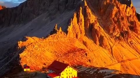 Sunset in the Sexten Dolomites.