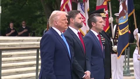 President Trump places a wreath at the Tomb of the Unknown Soldier