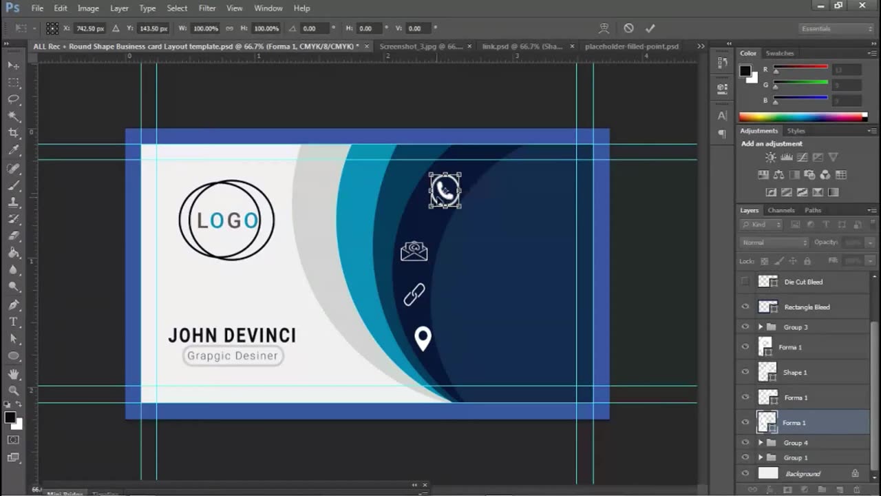 Modern Business Card - Tutorial Adobe Photoshop CS6 Design Time-laps