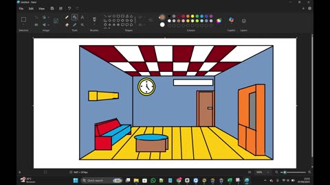 How to draw a simple living room sketch in Paint
