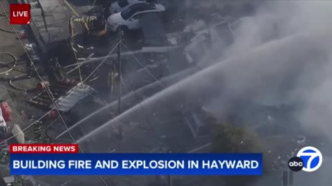 Aerial footage earlier today shows the extensive damage from building explosion in Hayward,