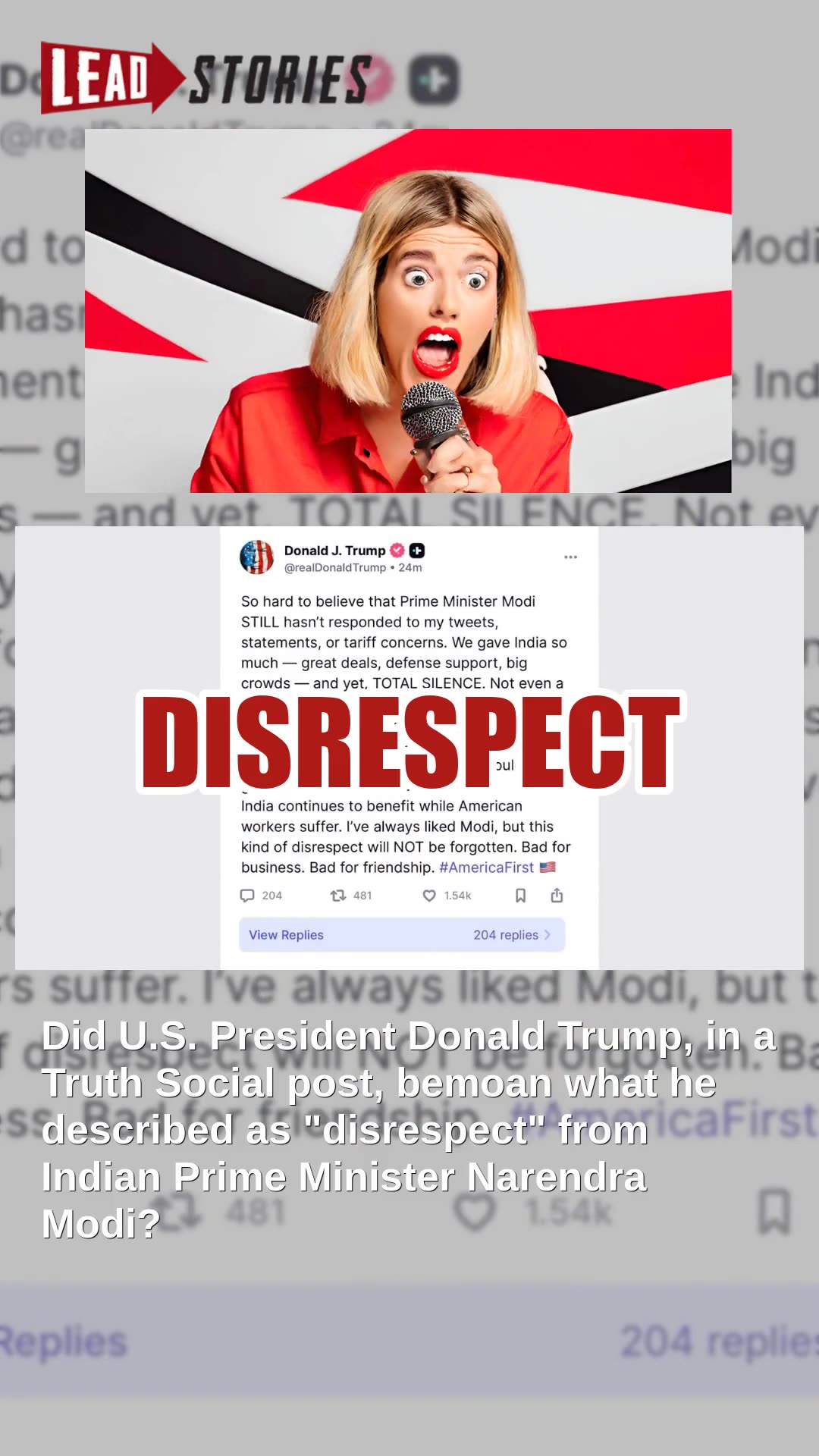 Fact Check: Donald Trump Did NOT Post About Disrespect From Indian PM Narendra Modi