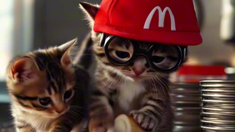 Kittens Working at McDonald’s?! #fyp #kitten #mcdonalds #short