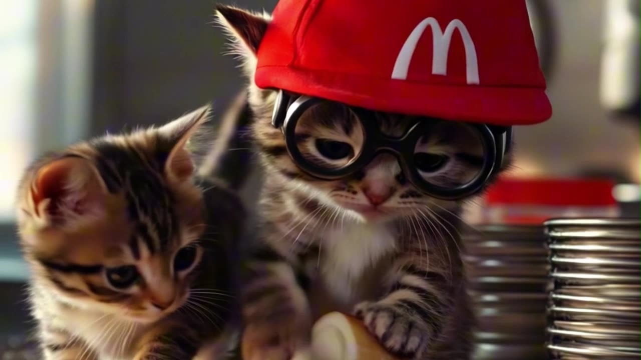 Kittens Working at McDonald’s?! #fyp #kitten #mcdonalds #short