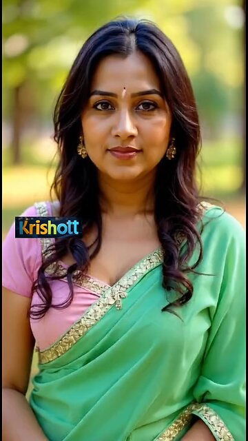 beautiful Woman green saree