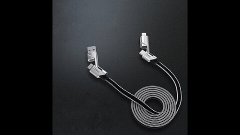 4-in-1 Multi-sockets Charging Cable (1m), Support Fast Charging, with Type-C, Type-A and Lightning