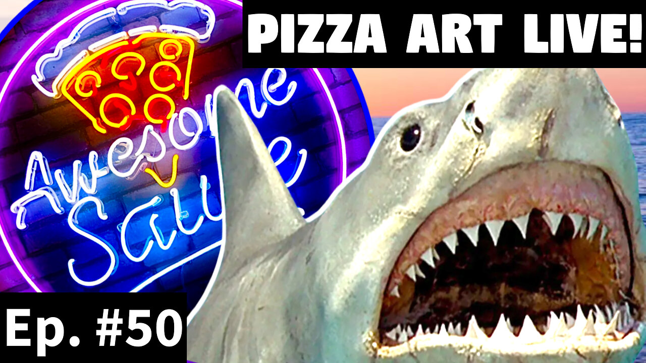 Awesome Sauce PIZZA ART LIVE Ep. #50: Movie Night with JAWS!