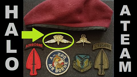 OVERSIZED HALO Jump Wings triple pinback, REPLICA Military Freefall Parachutist Badge, early 1990s
