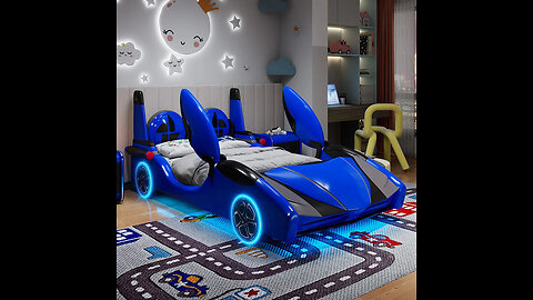 Speed Race Car LED Light Kids Bed