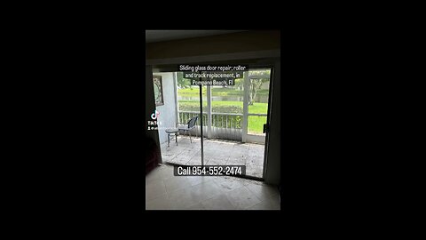 Sliding glass door repair; roller replacement and track refurbishing, in Pompano Beach, Fl.