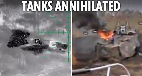 Russian tanks are blasted by Ukrainian forces as they try to