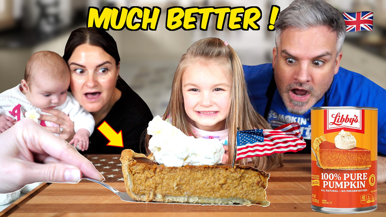 Brits Try REAL AMERICAN Pumpkin Pie Recipe (Ok This is BETTER!)