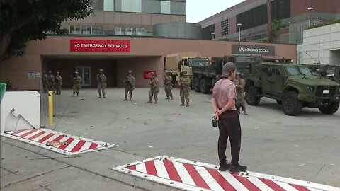 US Military in Downtown Los Angeles after protestors clash with law enforcement over immigration raids
