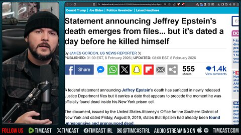 EPSTEIN IS ALIVE?! Document Claims He DIED A DAY EARLY | Tim Pool