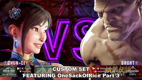 Kuya Kalbo SF6 Custom Set Featuring OneSackOfRice Part 3. Chun Li Master Rank [Hori Fight Stick]