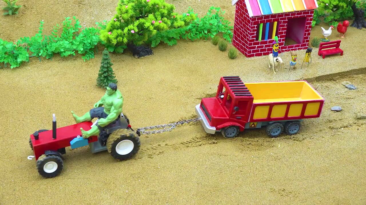 DIY_tractor_mini_truck_Road_roller_for_making_modern_concrete_road_construction_science_project