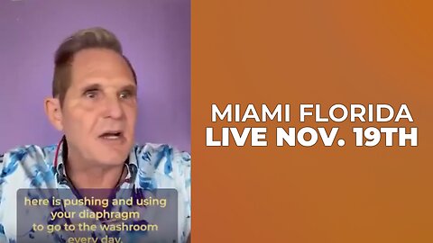 MIAMI FLORIDA LIVE NOVEMBER 19th 7pm Dr. Darrell Wolfe LIVE