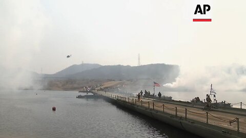 South Korean and US militaries hold water crossing drill as part of annual Freedom Shield exercise