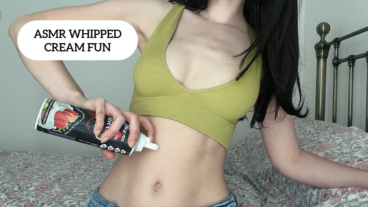 ASMR EATING WHIPPED CREAM OUT OF MY BELLYBUTTON (tapping, mouth noises etc.)