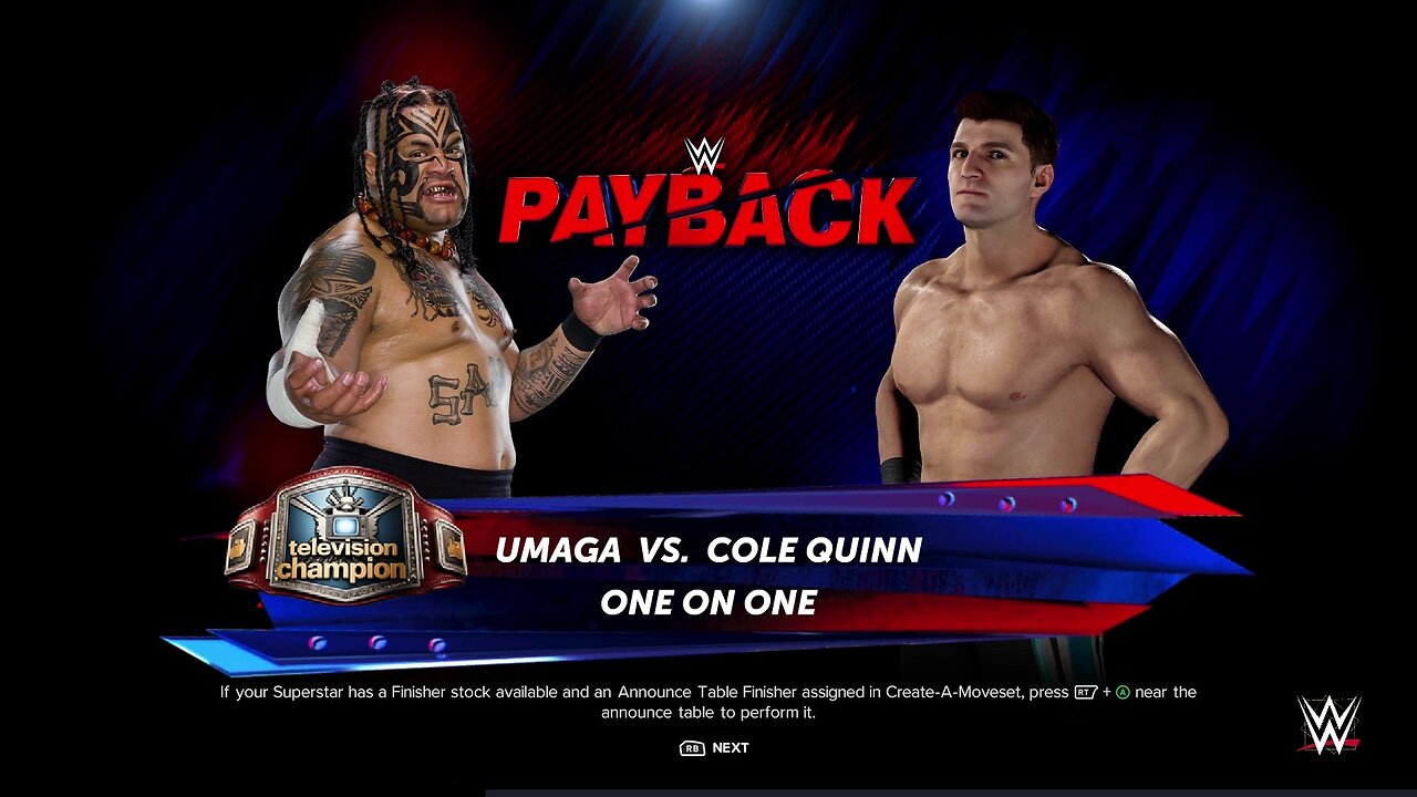 WWE 2k24 Umaga(c) vs Cole Quinn