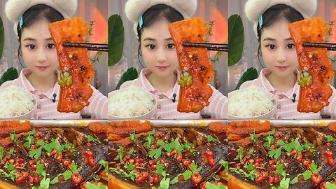 Fiery Braised Fish 🐟🌶 with Steamed Rice | Spicy Chinese Food Mukbang ASMR