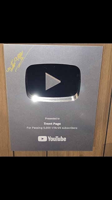 Trent Page's Youtube plaque.