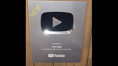 Trent Page's Youtube plaque.