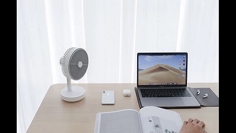 Wireless Rotating Hood & Oscillating Head Desktop Fan, Super Quiet, Super Cool