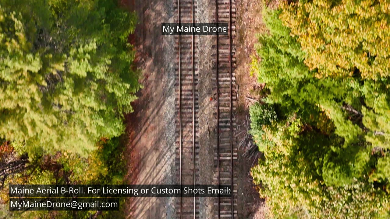 Maine B-Roll (No Sound): Aerial Views of Fall Foliage and Railroad Tracks in Gray, Maine Video 2