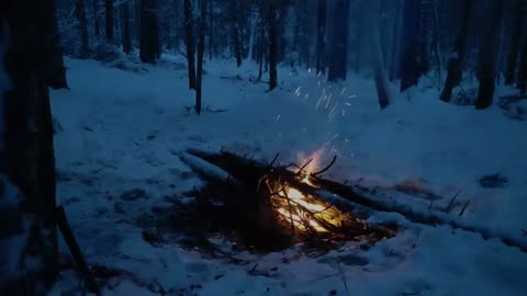 WINTER SURVIVAL BUSHCRAFT SHELTER in Heavy Snow, Bushcraft Trip