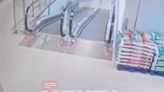 A shopping mall employee sent carts loaded with “green” goods down an escalator,