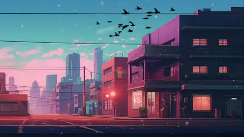 Lofi Town at Sunset 🌇 | Chill Night Vibes 🌃 with Rain Sounds & Study Beats