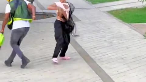 negro uses leaf blower to blow sheboons wigs off
