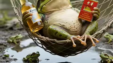 A frog enjoy the life