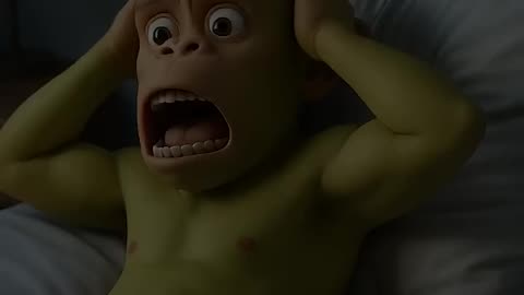 Little boy and the green monkeys
