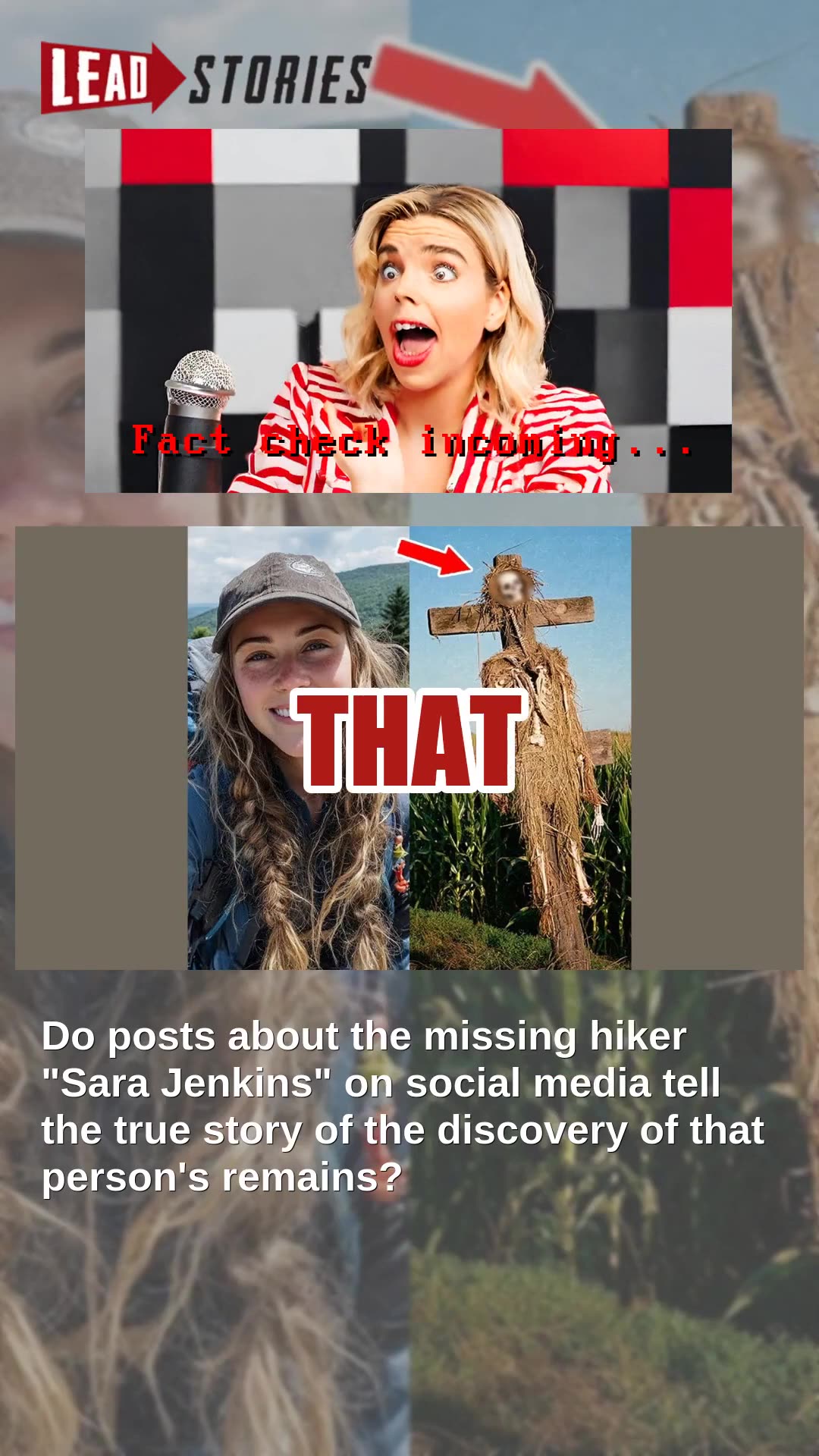 Fact Check: Missing Hiker Sara Jenkins Was NOT Found As Scarecrow -- Story Is NOT Real