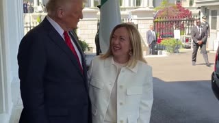 President Donald Trump welcomes Italian Prime Minister Giorgia Meloni to the White House.