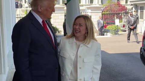 President Donald Trump welcomes Italian Prime Minister Giorgia Meloni to the White House.