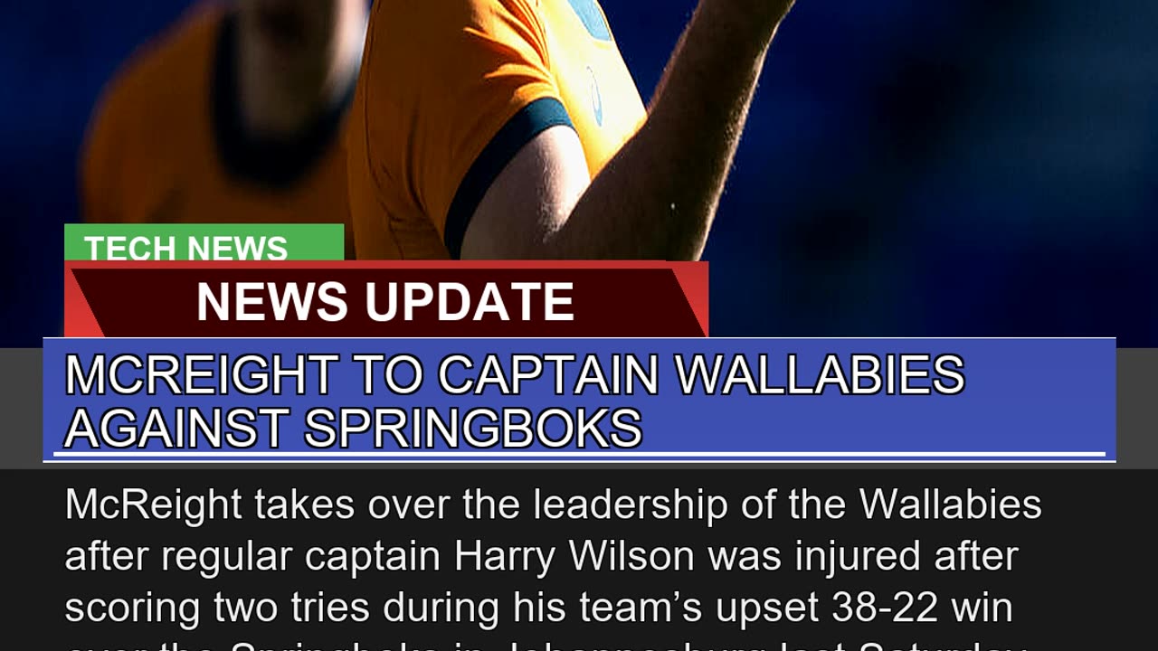 Mcreight to Captain Wallabies Against Springboks