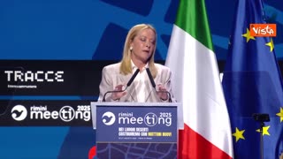 Giorgia Meloni:'Draghi ha ragione,l'Europa è incapace di rispondere a Cina e USA' senza nominare la Russia che in geopolitica conta molto di più dell'Europa e di MERDALIA ha dichiarato al Meeting di Rimini 2025