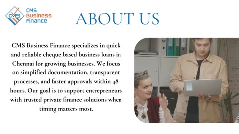 How CMS Business Finance Helps with Cheque Based Business Loans in Chennai?